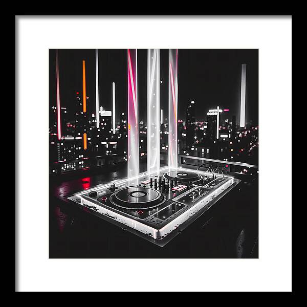 Electric Nights Dark - Framed Print