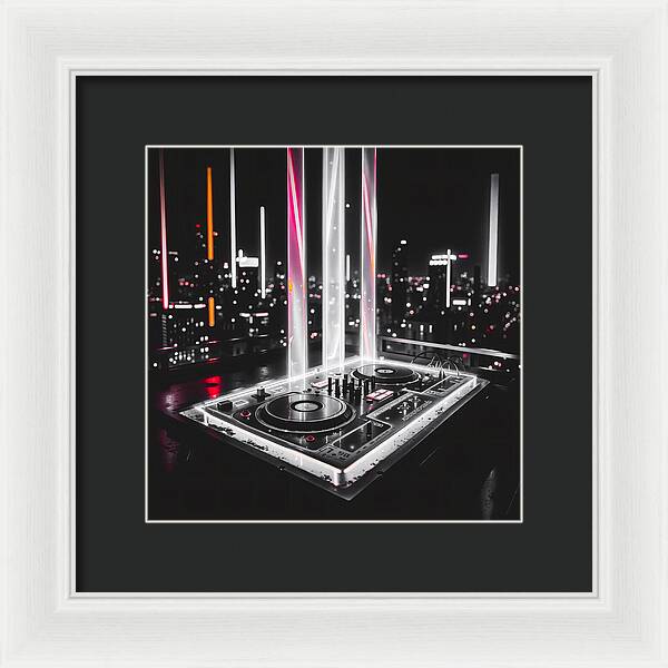 Electric Nights Dark - Framed Print
