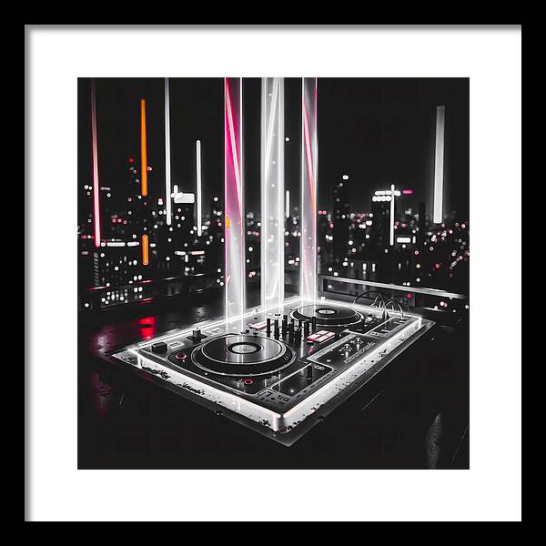 Electric Nights Dark - Framed Print