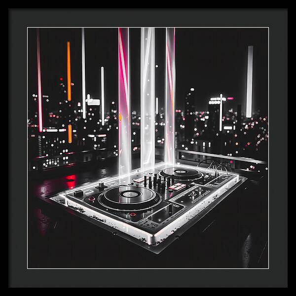 Electric Nights Dark - Framed Print