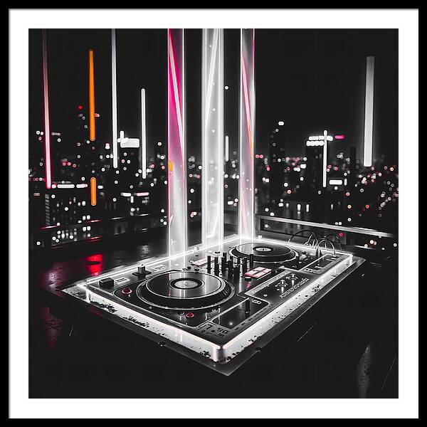Electric Nights Dark - Framed Print