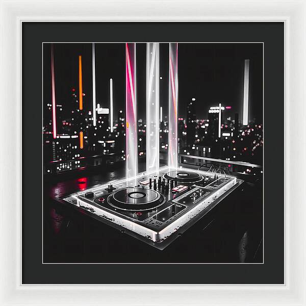 Electric Nights Dark - Framed Print