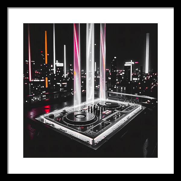 Electric Nights Dark - Framed Print