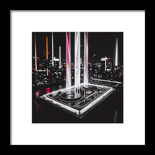 Electric Nights Dark - Framed Print