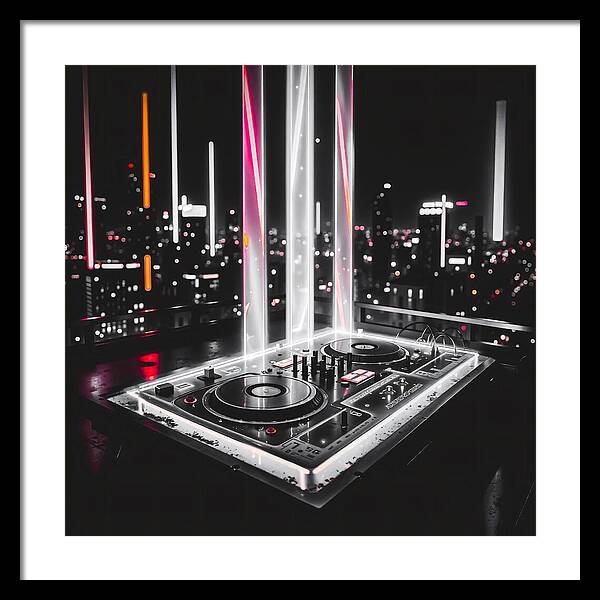 Electric Nights Dark - Framed Print