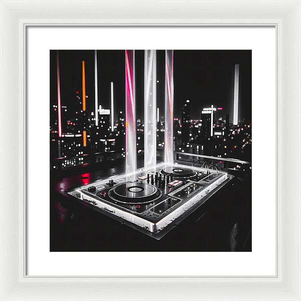 Electric Nights Dark - Framed Print