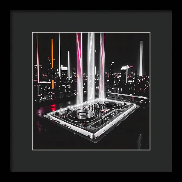 Electric Nights Dark - Framed Print