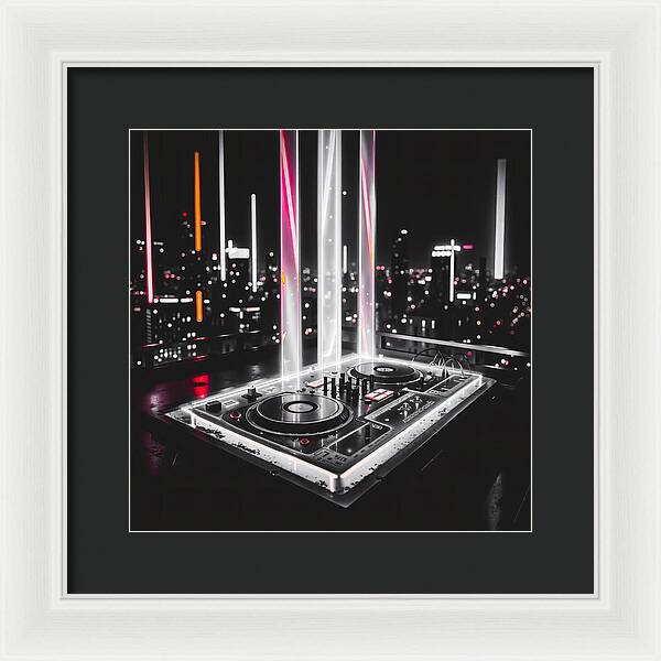 Electric Nights Dark - Framed Print