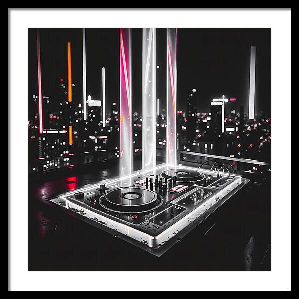 Electric Nights Dark - Framed Print