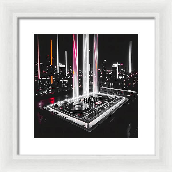 Electric Nights Dark - Framed Print