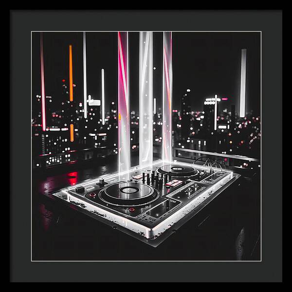 Electric Nights Dark - Framed Print