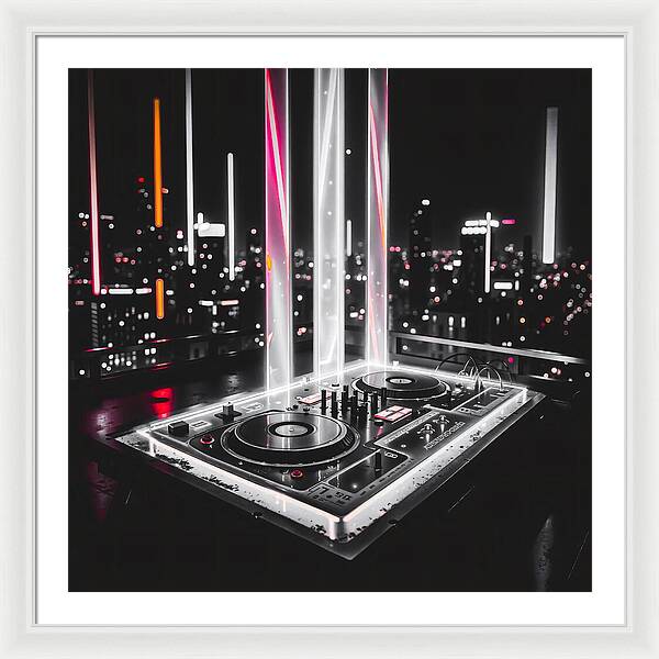 Electric Nights Dark - Framed Print