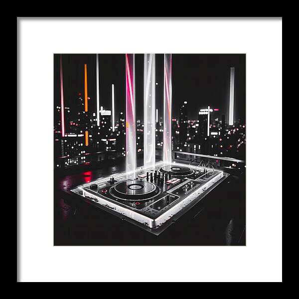 Electric Nights Dark - Framed Print