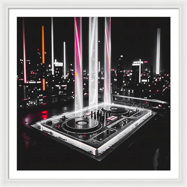 Electric Nights Dark - Framed Print