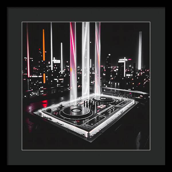 Electric Nights Dark - Framed Print