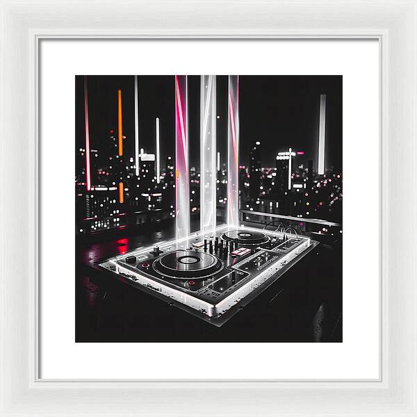 Electric Nights Dark - Framed Print