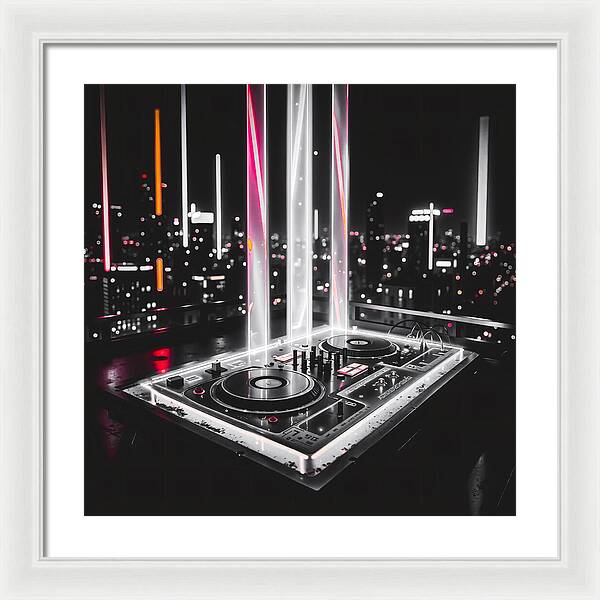 Electric Nights Dark - Framed Print
