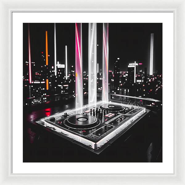 Electric Nights Dark - Framed Print