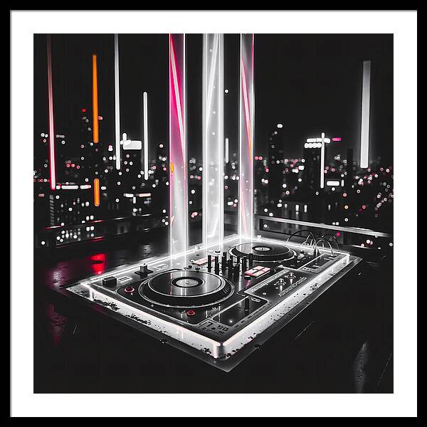 Electric Nights Dark - Framed Print