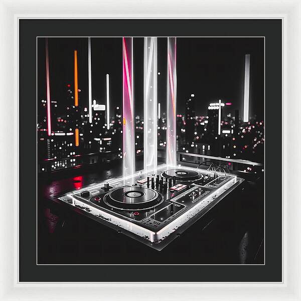 Electric Nights Dark - Framed Print