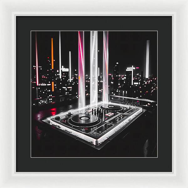 Electric Nights Dark - Framed Print