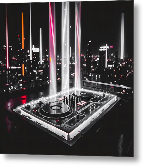 Electric Nights Dark - Metal Print
