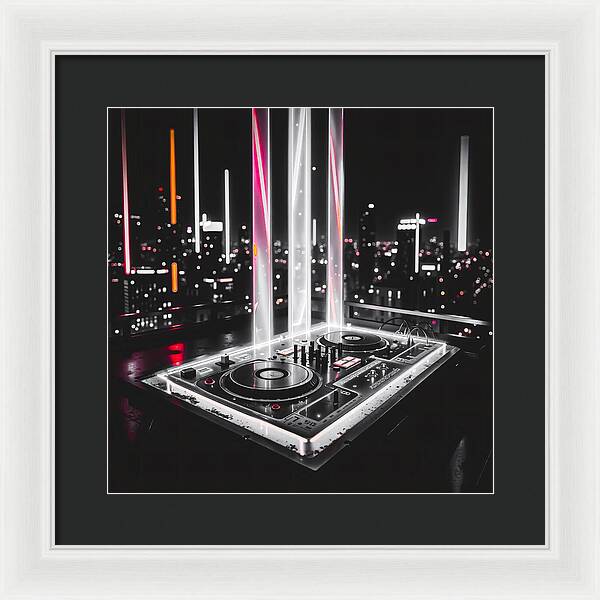 Electric Nights Dark - Framed Print