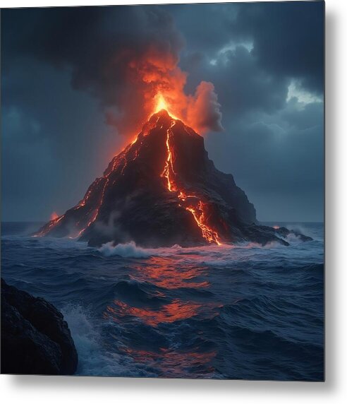 Fire and Sea - Metal Print