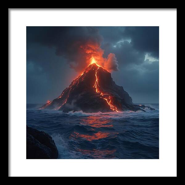 Fire and Sea - Framed Print