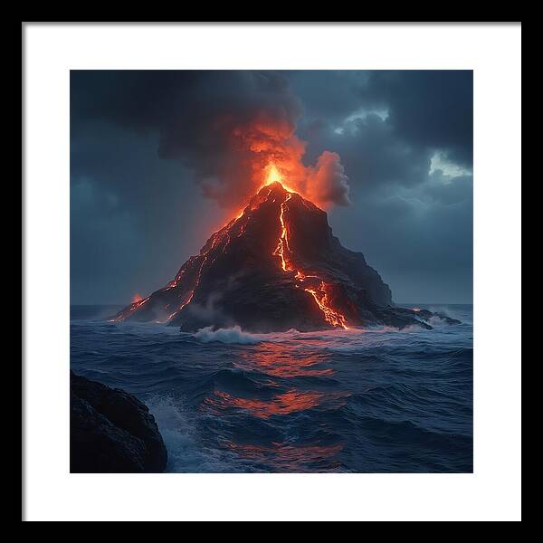 Fire and Sea - Framed Print