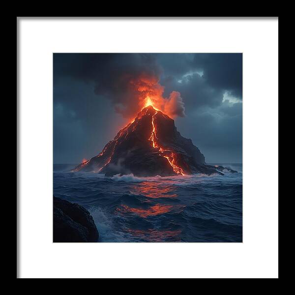 Fire and Sea - Framed Print