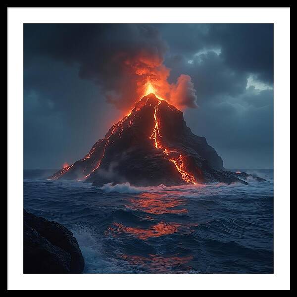 Fire and Sea - Framed Print
