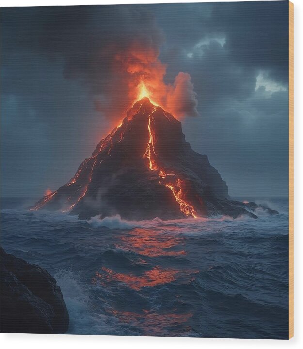 Fire and Sea - Wood Print