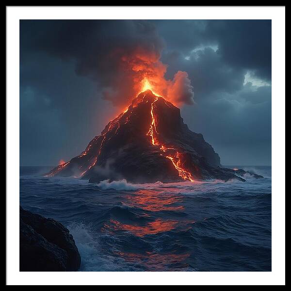 Fire and Sea - Framed Print