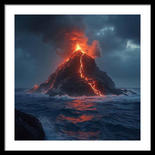 Fire and Sea - Framed Print