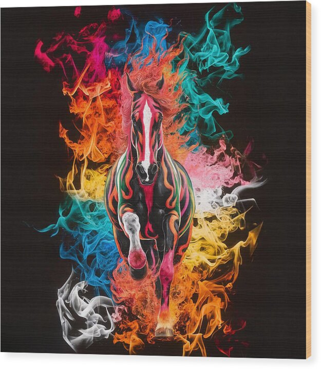Flameborn Stallion - Wood Print