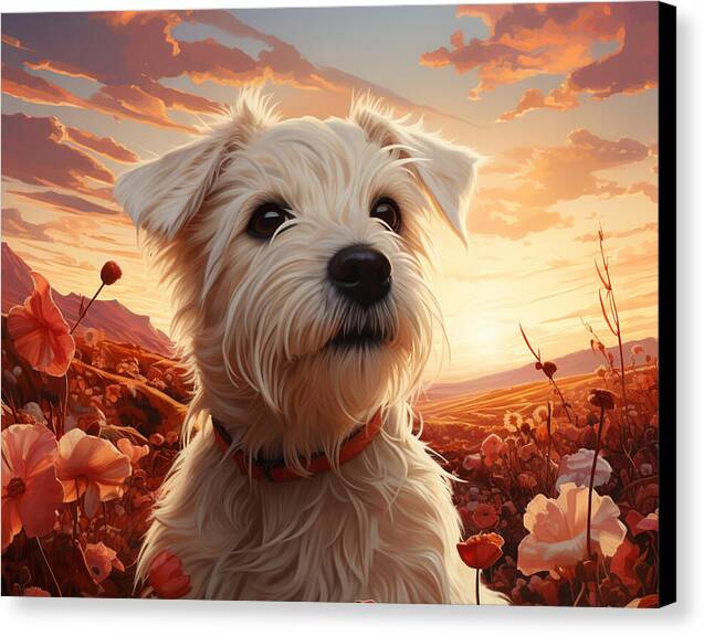 Floral Furry Friend - Canvas Print
