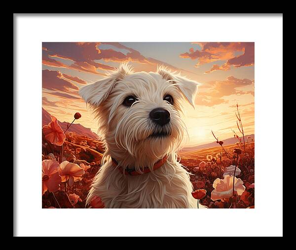 Floral Furry Friend - Framed Print