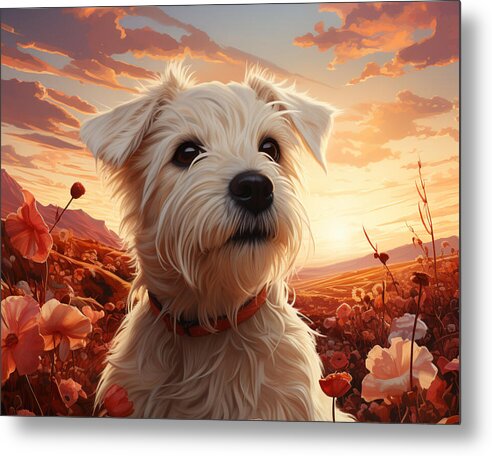 Floral Furry Friend - Metal Print