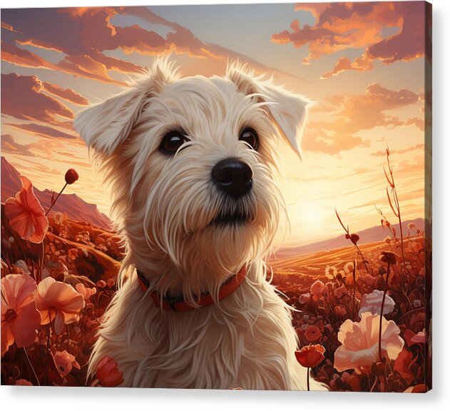 Floral Furry Friend - Acrylic Print