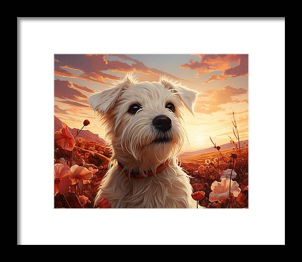 Floral Furry Friend - Framed Print