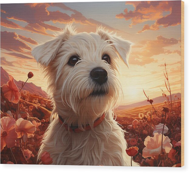 Floral Furry Friend - Wood Print