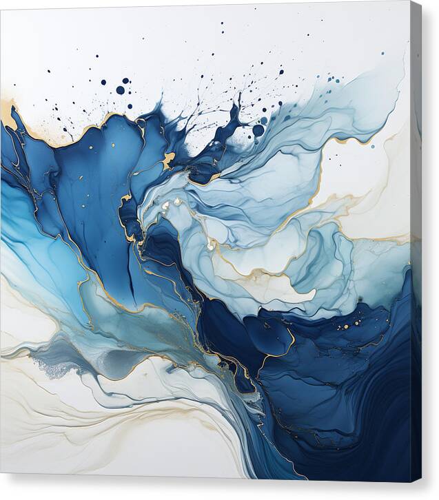 Gilded Azure Swirls - Canvas Print