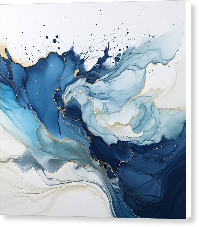 Gilded Azure Swirls - Canvas Print