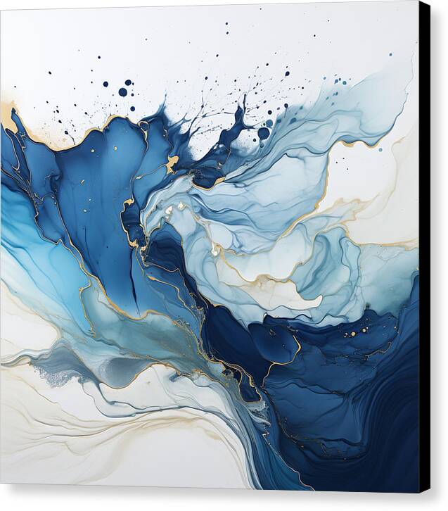 Gilded Azure Swirls - Canvas Print