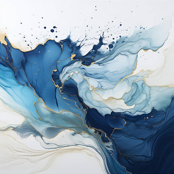 Gilded Azure Swirls - Art Print