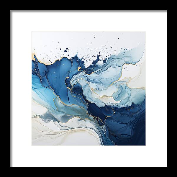 Gilded Azure Swirls - Framed Print