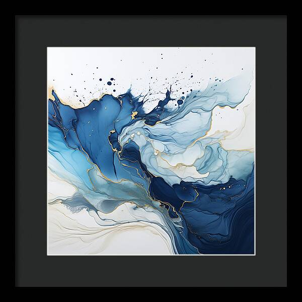 Gilded Azure Swirls - Framed Print