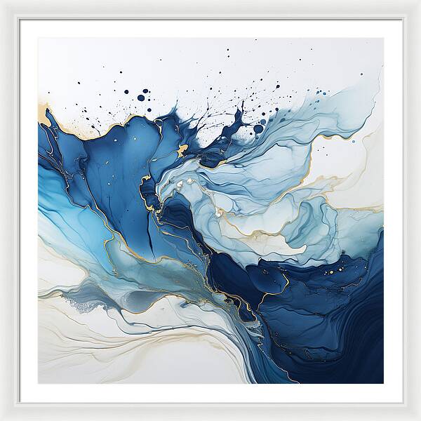 Gilded Azure Swirls - Framed Print