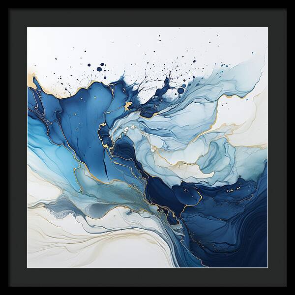Gilded Azure Swirls - Framed Print
